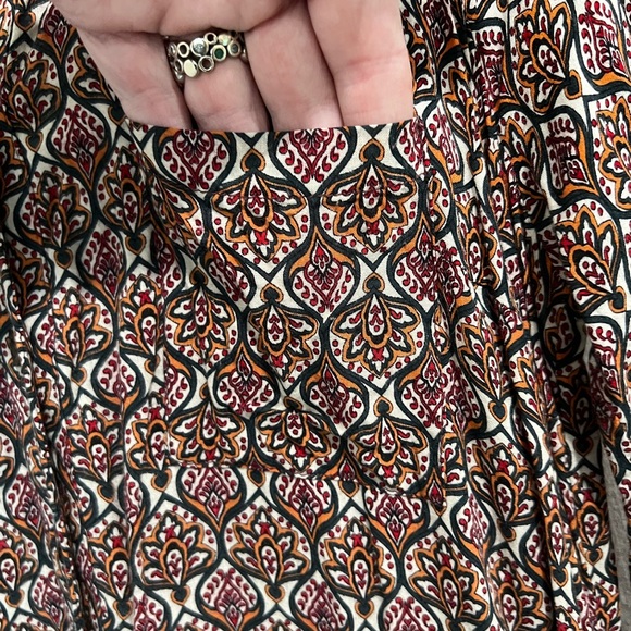 BOHO Mixed Print Rayon Long Sleeve Mini Shirtdress - Picture 7 of 16